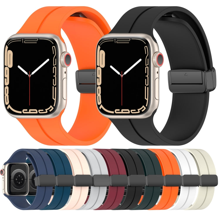 Solid Color Silicone Watch Band For Apple Watch Ultra 49mm / Series 8&7 45mm / SE 2&6&SE&5&4 44mm(Orange)