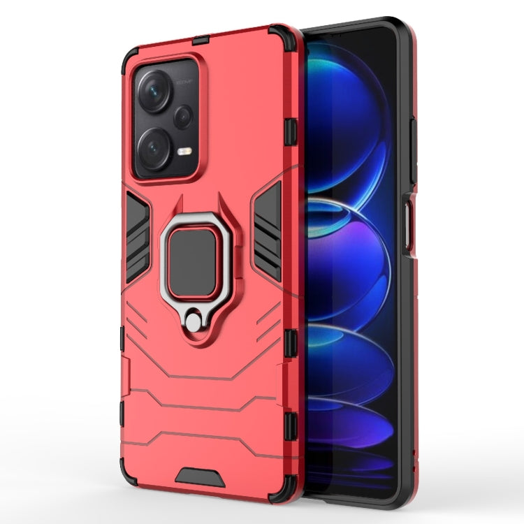 For Xiaomi Redmi Note 12 Pro+ China PC + TPU Shockproof Protective Phone Case with Magnetic Ring Holder(Red)