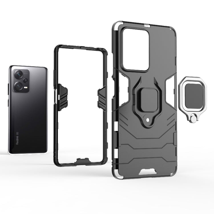 For Xiaomi Redmi Note 12 Pro+ China PC + TPU Shockproof Protective Phone Case with Magnetic Ring Holder(Black)