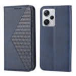 For Xiaomi Redmi Note 12 Pro+ China Cubic Grid Calf Texture Magnetic Leather Phone Case(Blue)