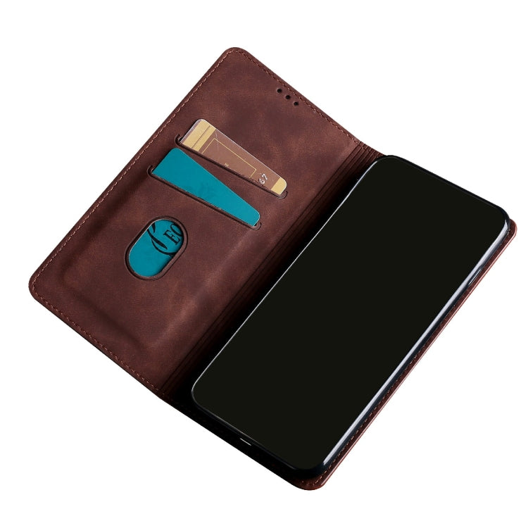 For Xiaomi Redmi Note 12 Pro+ China Skin Feel Magnetic Horizontal Flip Leather Phone Case(Dark Brown)