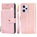 For Xiaomi Redmi Note 12 Pro China Zipper Bag Leather Phone Case(Rose Gold)