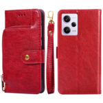 For Xiaomi Redmi Note 12 Pro China Zipper Bag Leather Phone Case(Red)