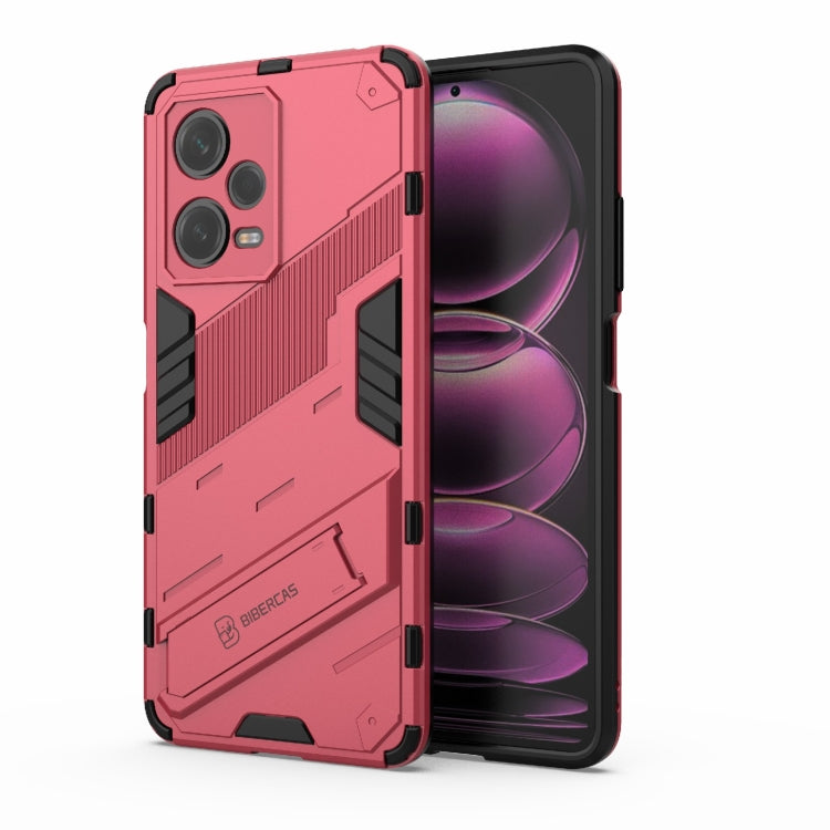 For Xiaomi Redmi Note 12 Pro China Punk Armor 2 in 1 PC + TPU Phone Case with Invisible Holder(Light Red)