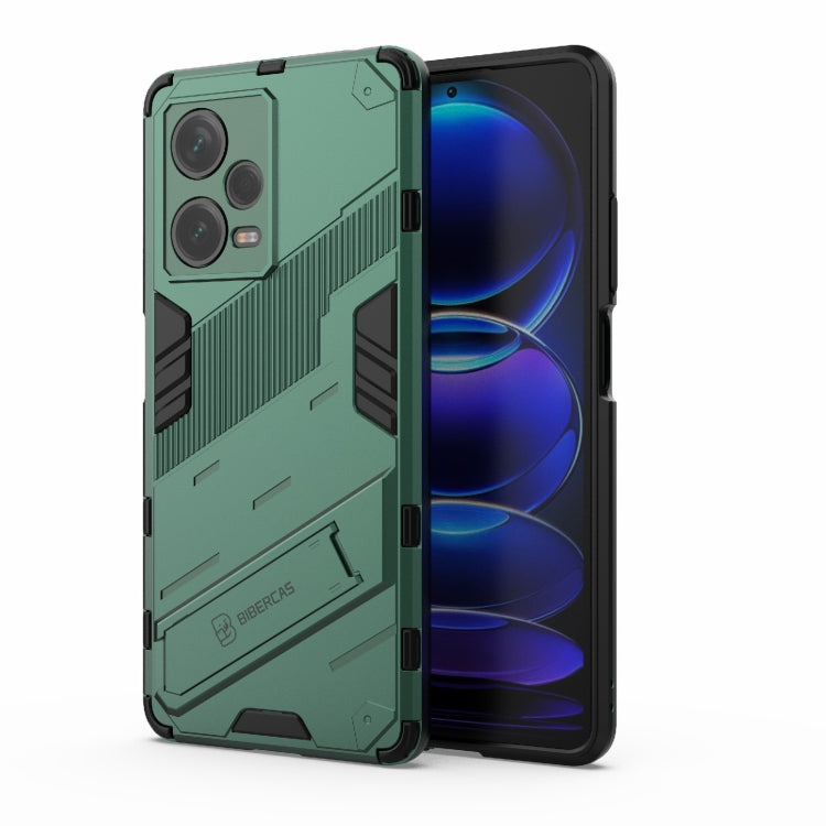 For Xiaomi Redmi Note 12 Pro+ China Punk Armor 2 in 1 PC + TPU Phone Case with Invisible Holder(Green)