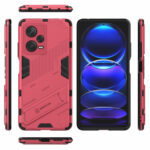 For Xiaomi Redmi Note 12 Pro+ China Punk Armor 2 in 1 PC + TPU Phone Case with Invisible Holder(Light Red)