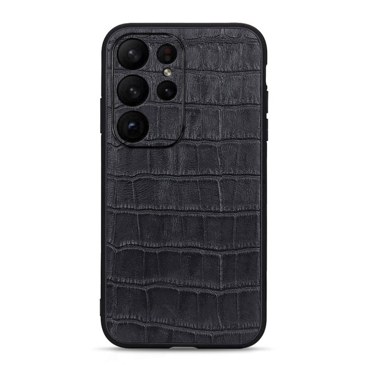 For Samsung Galaxy S23 Ultra 5G Crocodile Texture Genuine Leather Phone Case(Black)