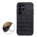 For Samsung Galaxy S23 Ultra 5G Crocodile Texture Genuine Leather Phone Case(Black)