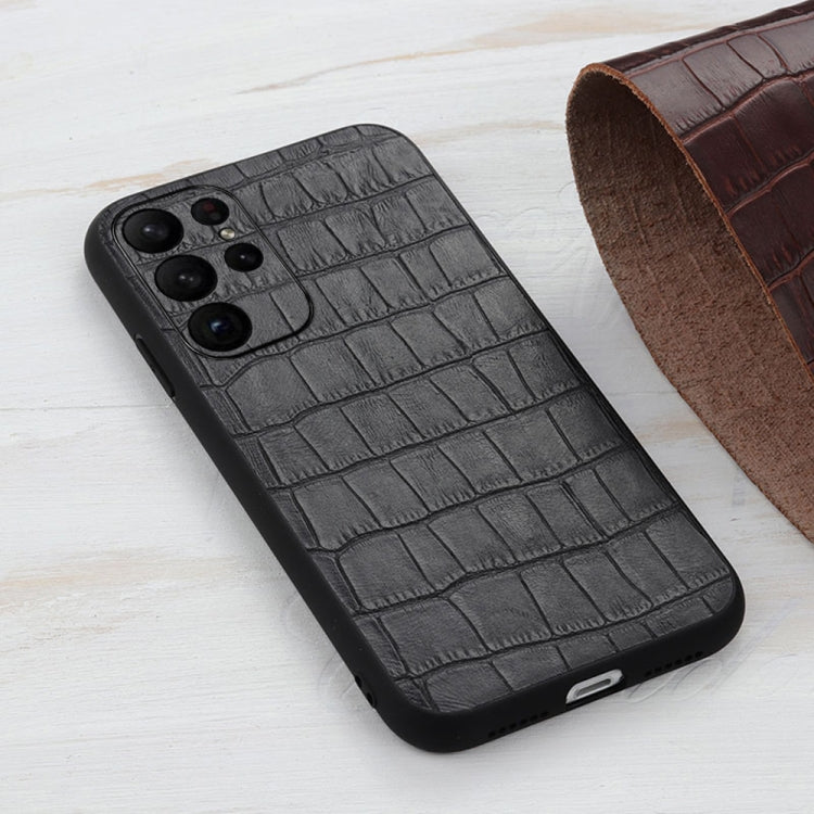 For Samsung Galaxy S23 Ultra 5G Crocodile Texture Genuine Leather Phone Case(Black)