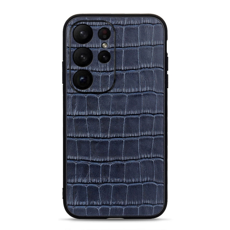 For Samsung Galaxy S23 Ultra 5G Crocodile Texture Genuine Leather Phone Case(Blue)