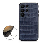 For Samsung Galaxy S23 Ultra 5G Crocodile Texture Genuine Leather Phone Case(Blue)