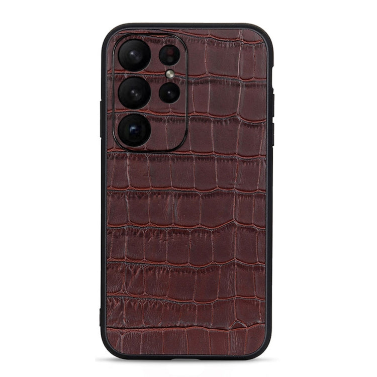 For Samsung Galaxy S23 Ultra 5G Crocodile Texture Genuine Leather Phone Case(Brown)