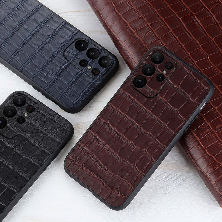 For Samsung Galaxy S23 Ultra 5G Crocodile Texture Genuine Leather Phone Case(Black)