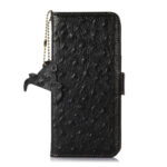 For Samsung Galaxy S23 5G Ostrich Pattern Genuine Leather RFID Phone Case(Black)