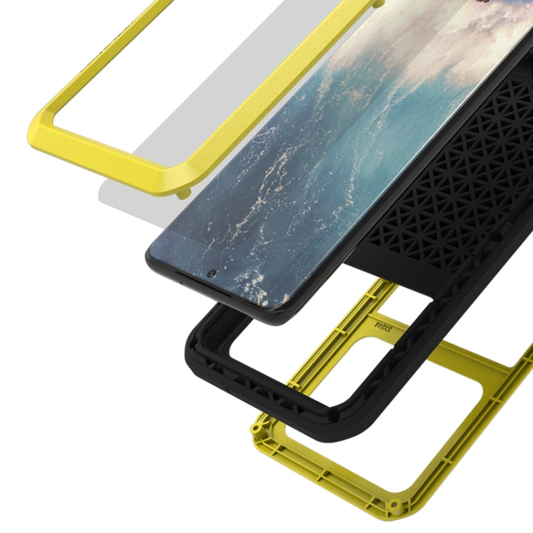 For Galaxy S20 Plus LOVE MEI Metal Shockproof Waterproof Dustproof Protective Case(Yellow)