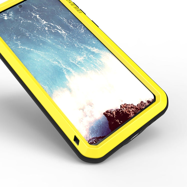 For Galaxy S20 Plus LOVE MEI Metal Shockproof Waterproof Dustproof Protective Case(Yellow)