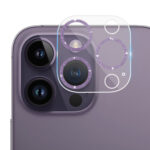 For iPhone 14 Pro Max / 14 Pro Tempered Glass Glitter CD Texture Back Camera Film(Purple)