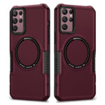 For Samsung Galaxy S22 Ultra 5G MagSafe Shockproof Armor Phone Case(Wine Red)