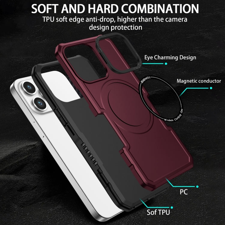 For Samsung Galaxy S22 Ultra 5G MagSafe Shockproof Armor Phone Case(Wine Red)