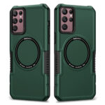 For Samsung Galaxy S22 Ultra 5G MagSafe Shockproof Armor Phone Case(Dark Green)