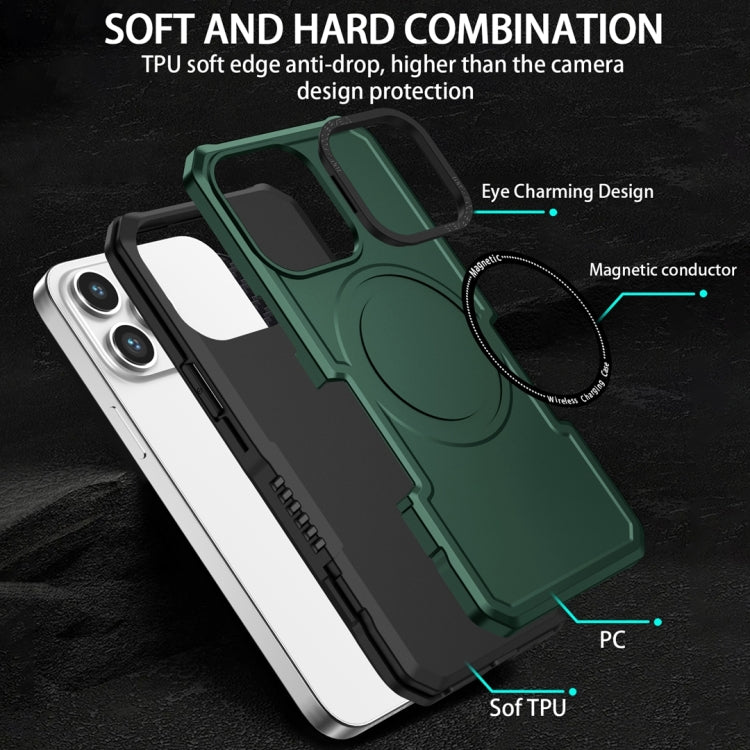 For Samsung Galaxy S22 Ultra 5G MagSafe Shockproof Armor Phone Case(Dark Green)