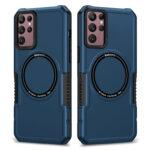 For Samsung Galaxy S22 Ultra 5G MagSafe Shockproof Armor Phone Case(Dark Blue)