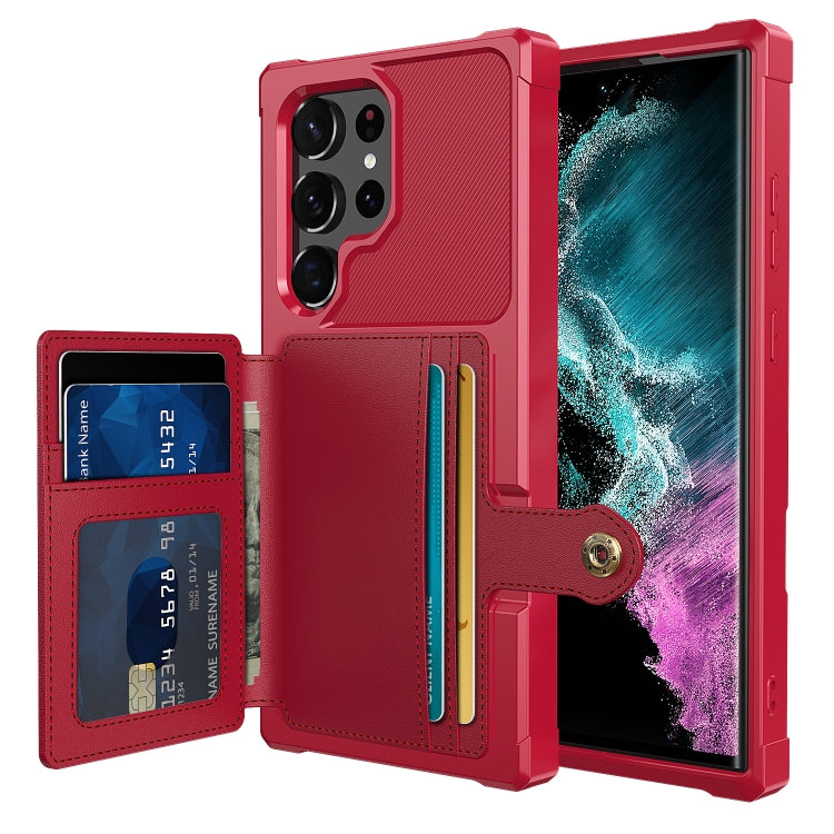 For Samsung Galaxy S23 Ultra 5G Magnetic Wallet Card Bag Leather Phone Case(Red)