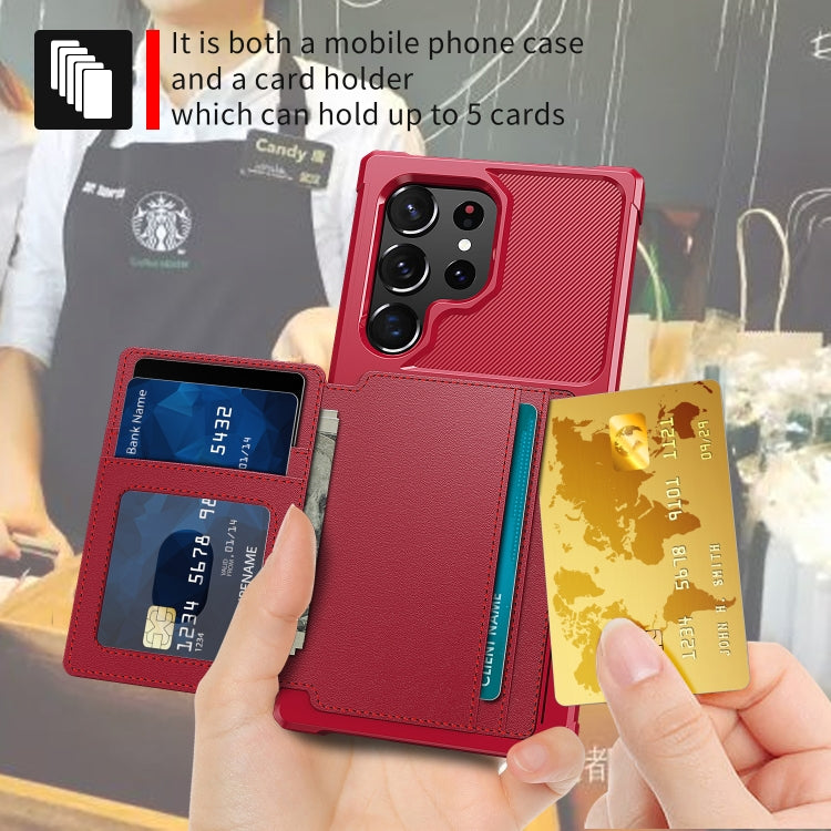 For Samsung Galaxy S23 Ultra 5G Magnetic Wallet Card Bag Leather Phone Case(Red)