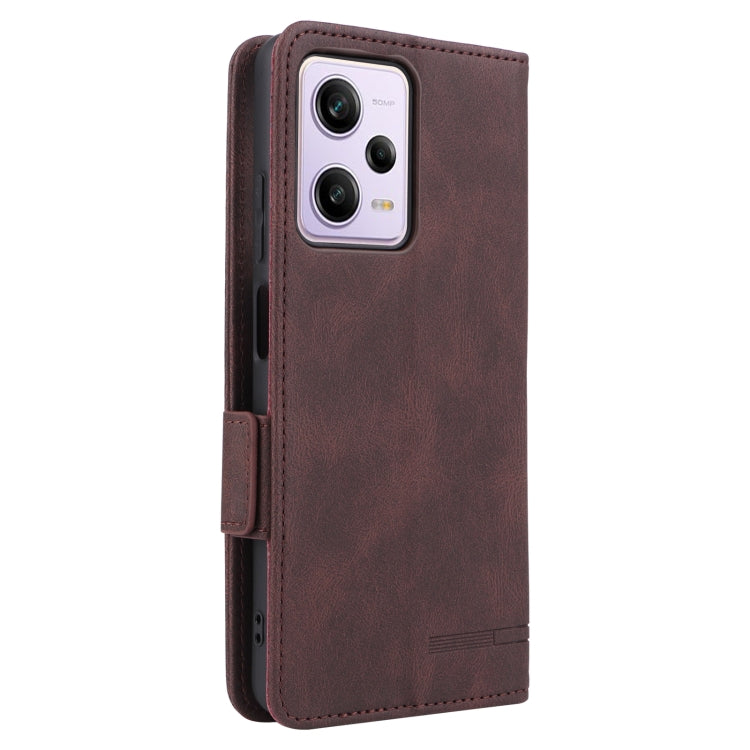 For Xiaomi Redmi Note 12 Pro China Magnetic Clasp Flip Leather Phone Case(Brown)