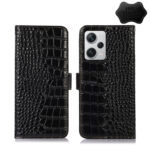 For Xiaomi Redmi Note 12 Pro+ China Magnetic Crocodile Texture Genuine Leather RFID Phone Case(Black)