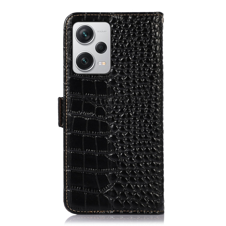 For Xiaomi Redmi Note 12 Pro+ China Magnetic Crocodile Texture Genuine Leather RFID Phone Case(Black)