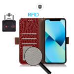 For Xiaomi Redmi Note 12 Pro+ China Magnetic Crocodile Texture Genuine Leather RFID Phone Case(Red)