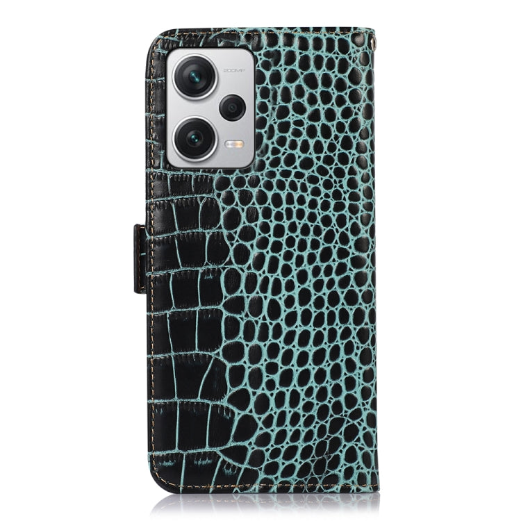 For Xiaomi Redmi Note 12 Pro+ China Magnetic Crocodile Texture Genuine Leather RFID Phone Case(Green)