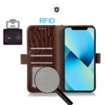 For Xiaomi Redmi Note 12 Pro+ China Magnetic Crocodile Texture Genuine Leather RFID Phone Case(Brown)