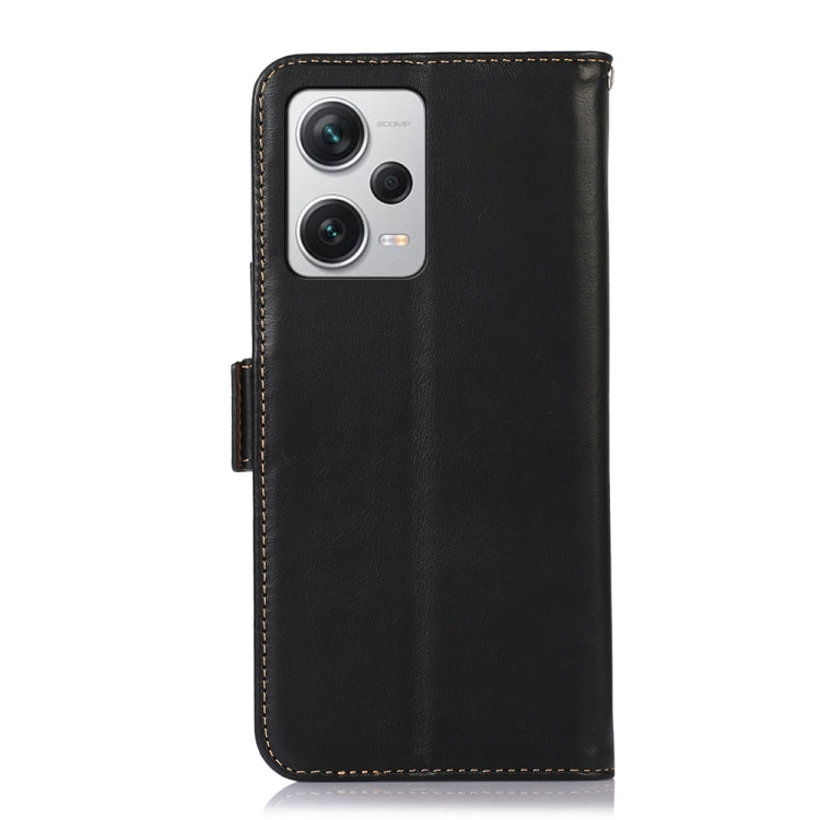 For Xiaomi Redmi Note 12 Pro+ China Magnetic Crazy Horse Texture Genuine Leather RFID Phone Case(Black)