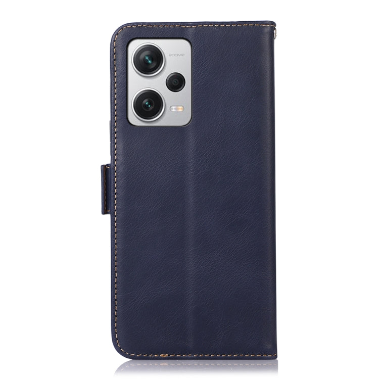 For Xiaomi Redmi Note 12 Pro+ China Magnetic Crazy Horse Texture Genuine Leather RFID Phone Case(Blue)