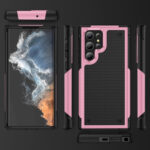 For Samsung Galaxy S22 Ultra 5G PC + TPU Shockproof Protective Phone Case(Pink+Black)