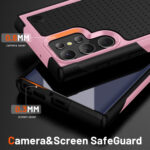 For Samsung Galaxy S22 Ultra 5G PC + TPU Shockproof Protective Phone Case(Pink+Black)