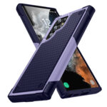 For Samsung Galaxy S22 Ultra 5G PC + TPU Shockproof Protective Phone Case(Light Purple+Sapphire Blue)