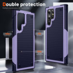 For Samsung Galaxy S22 Ultra 5G PC + TPU Shockproof Protective Phone Case(Light Purple+Sapphire Blue)