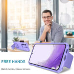 For Samsung Galaxy S23 5G Stereoscopic Holder Sliding Camshield Phone Case(Purple)