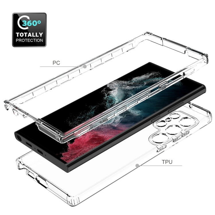 For Samsung Galaxy S23 Ultra 5G Transparent Gradient Color TPU + PC Protective Phone Case(Black)