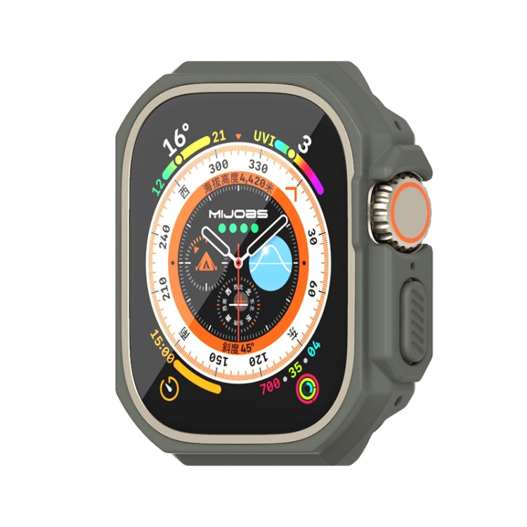 For Apple Watch Ultra 49mm Mijobs Ultra-thin Bezel PC Watch Case(khaki Green)