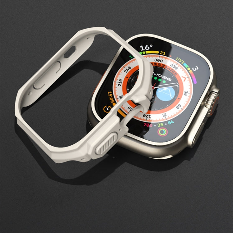 For Apple Watch Ultra 49mm Mijobs Ultra-thin Bezel PC Watch Case(Transparent White)