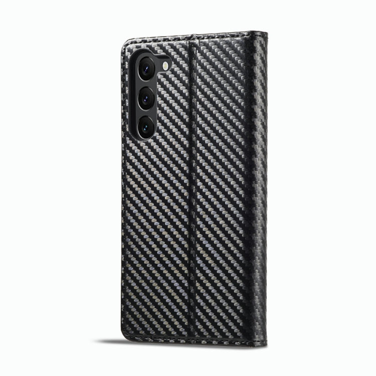 For Samsung Galaxy S23 5G LC.IMEEKE Carbon Fiber PU + TPU Horizontal Flip Leather Phone Case(Vertical Black)