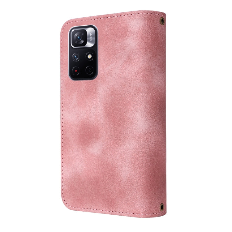 For Xiaomi Redmi Note 11 5G Multifunctional Card Slot Zipper Wallet Leather Phone Case(Rose Gold)