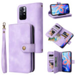 For Xiaomi Redmi Note 11 5G Multifunctional Card Slot Zipper Wallet Leather Phone Case(Purple)