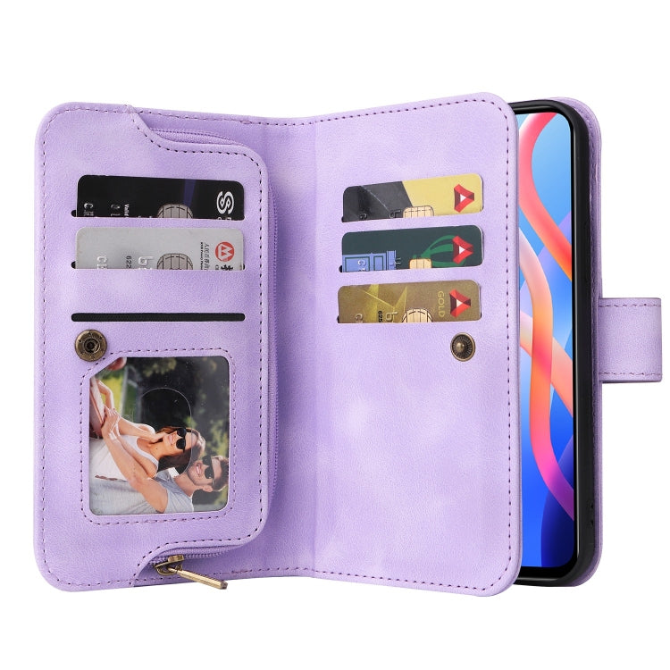 For Xiaomi Redmi Note 11 5G Multifunctional Card Slot Zipper Wallet Leather Phone Case(Purple)