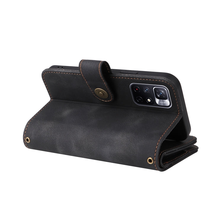 For Xiaomi Redmi Note 11 5G Multifunctional Card Slot Zipper Wallet Leather Phone Case(Black)