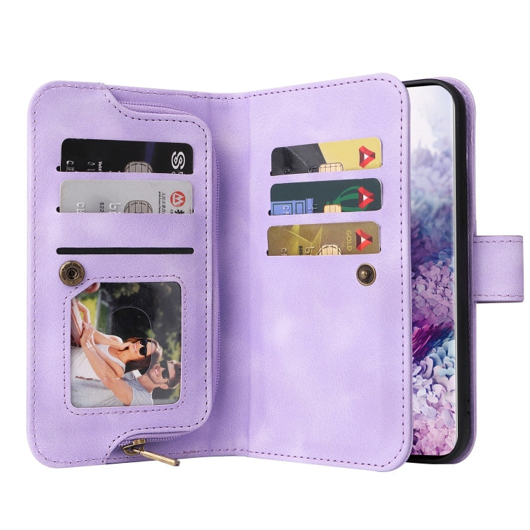 For Samsung Galaxy S20 Multifunctional Card Slot Zipper Wallet Leather Phone Case(Purple)
